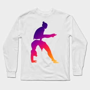 A women’s pair doing straddle on bridge Long Sleeve T-Shirt